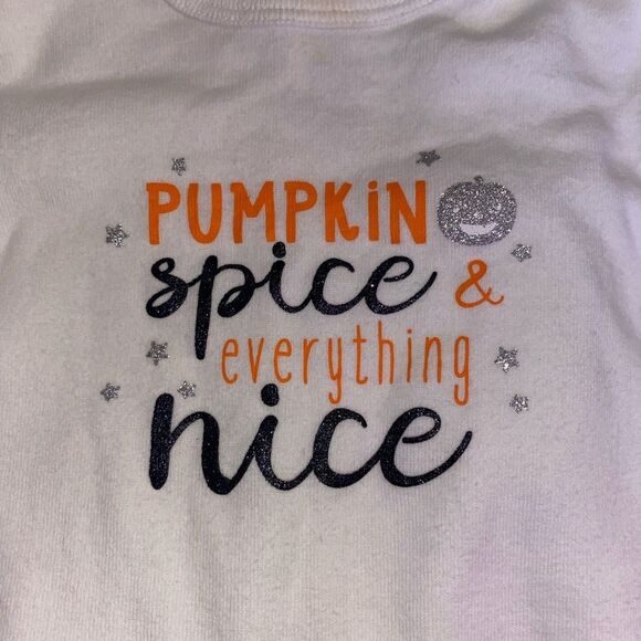 Carter’s 12M Long Sleeve Onesie “Pumpkin Spice Everything Nice” - Picture 2 of 5